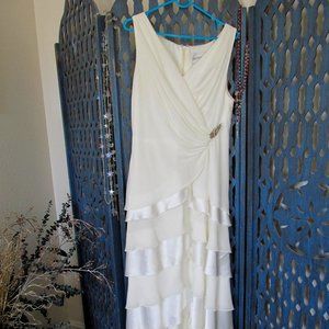 Cream/Off White Wedding or Prom or Evening Dress, Crepe and Satin